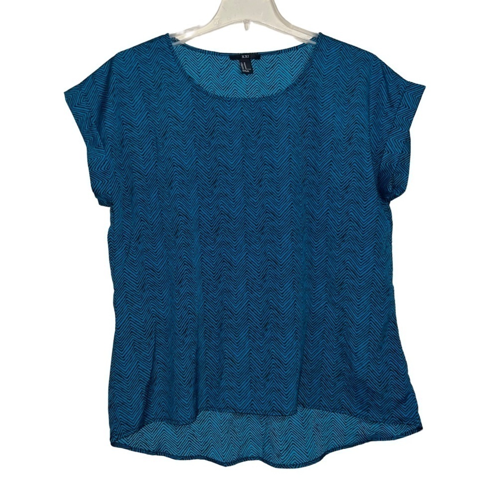 3/$25 🍄 Forever 21 Women’s Dark Teal Pattered Cuffed Sleeve Top Size Medium